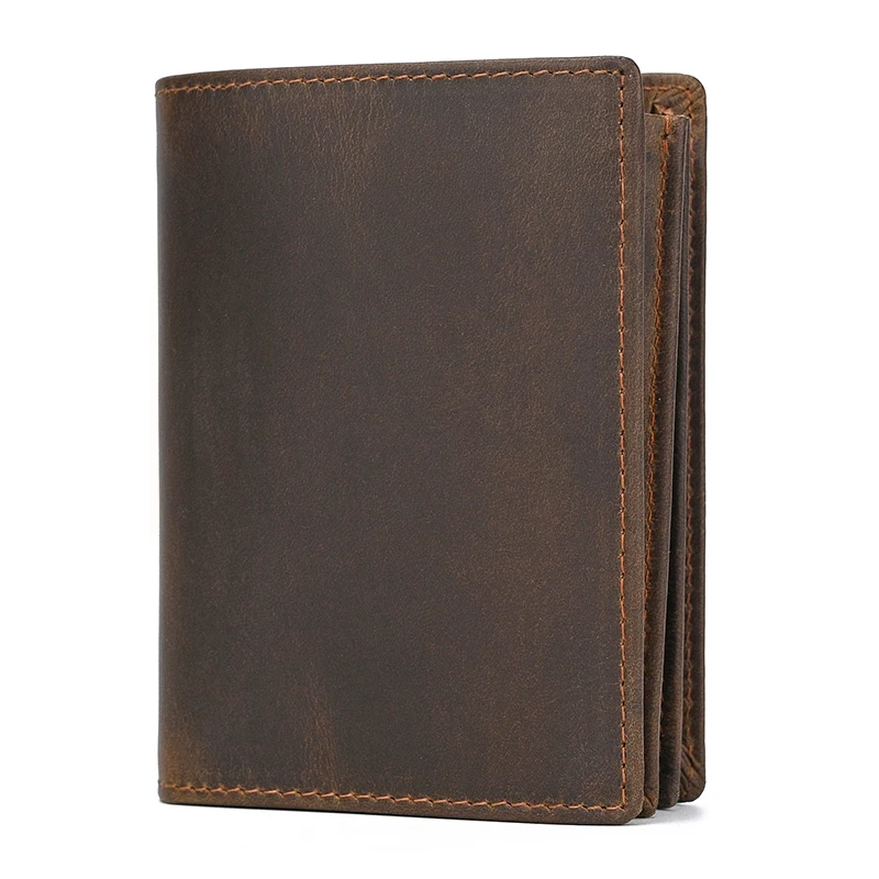 New Fashion Men's Short Purse Genuine Leather 2025 New Designer Luxury Male Purse Wallet Real Cowhide Retro Men's Card Hoder
