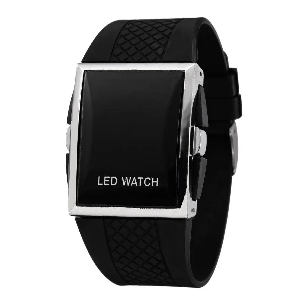 Simple LED Watches for Men Fashion Sport Red Light Digital Watch Silicone Watchband Classic Black White Mens Watch reloj hombre