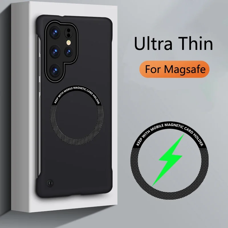 Rahmenlose magnetische schlanke kabellose Ladehülle für Samsung S25 Edge S24 Ultra S23 FE S22 S21 S20 Plus A56 Schutzhülle Hard Cover