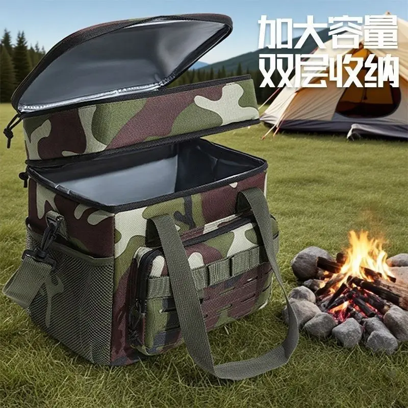 2-Layer Tactical Lunch Bag Outdoor Picnic Cooler Bag Work Leakproof Insulated Durable Thermal Cooler Bag Meal Camping Picnic
