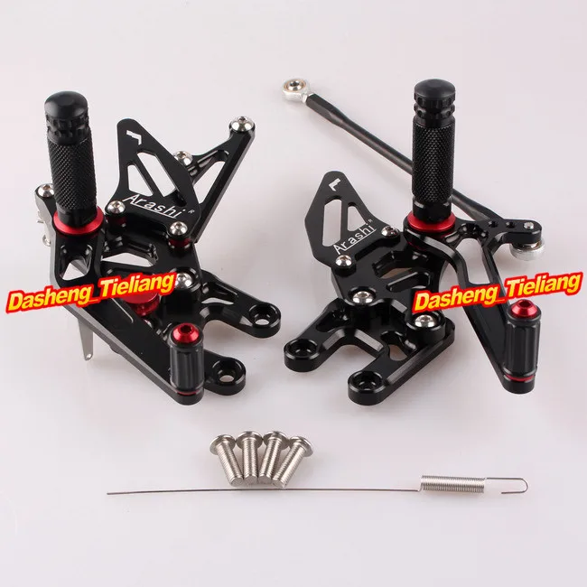 CNC Rearset Rear Set Footpegs For Kawasaki Ninja ZX10R 2004 2005 Aluminum Alloy Black 04 05,  Adjustable