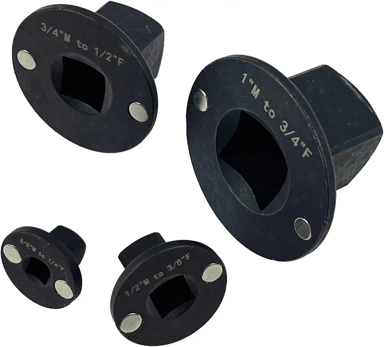 4個入りロープロファイルインパクトソケットアダプターセット、1/4インチから3/8インチ、1/2インチから3/4インチ、3/4インチから1インチ、自動車およびDIYツール用