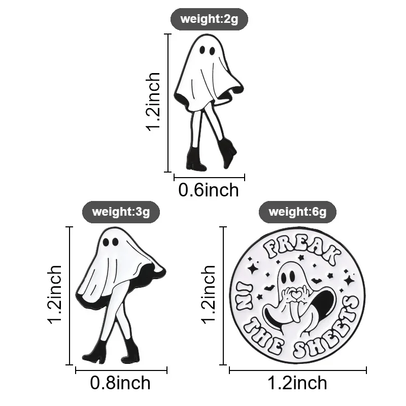 Cartoon Long‑Leg Ghost Badge, Cute Humorous Black‑White Halloween Enamel Pin, Fashion Accessory, Halloween Gift for Friends