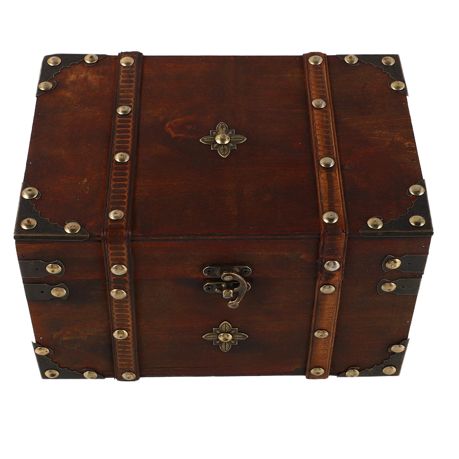 Vintage Wooden Jewelry Box Retro Lock Storage Organizer Case Treasure Chest Jewelry Display Container Wooden Earrings Box