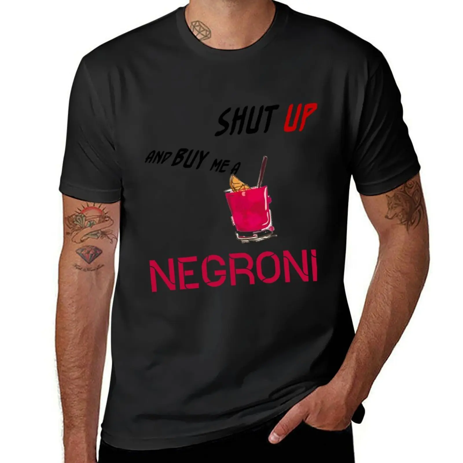 

Shut Up and Buy Me a NEGRONI T-Shirt blue archive aesthetic clothes summer top clothes for men