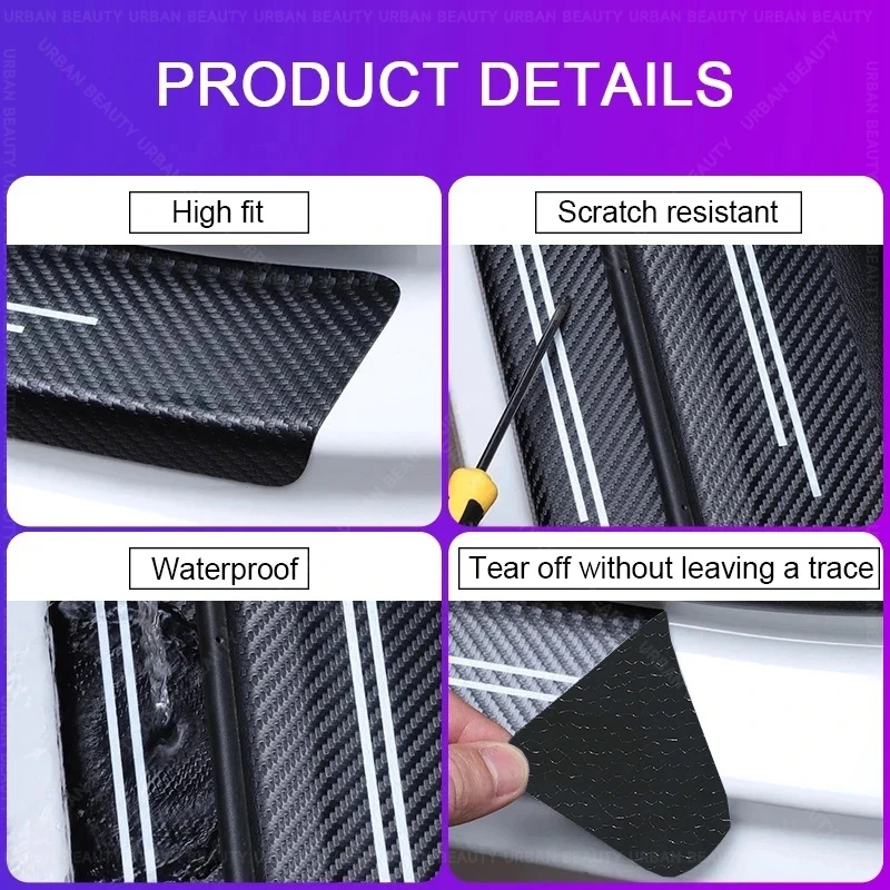 Carbon Fiber Car Sticker Auto Door Trunk Protective Strip Anti Scratch Decal For Toyota GR Corolla S Altis Esport Axio X Cross