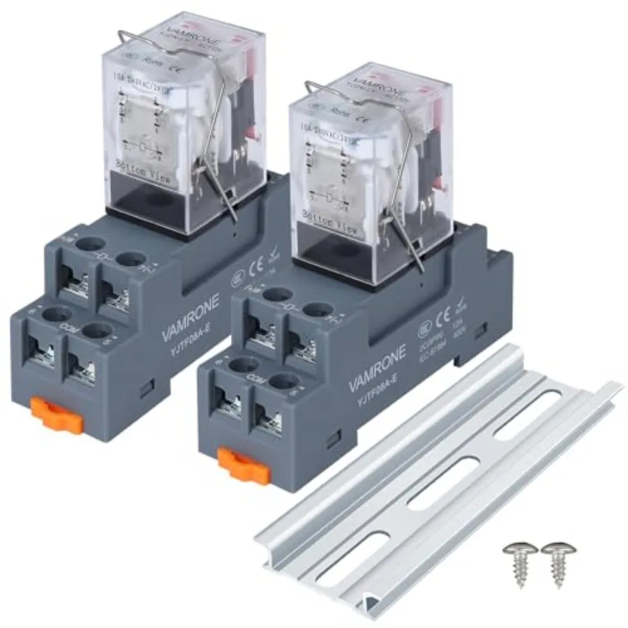 

2PCS Electromagnetic Power Relay, 10A 110/1 AC Relay Coil with Socket Base, LED Indicator, DPDT 2NO 2NC - MY2NJ 2PCS [Applicabl