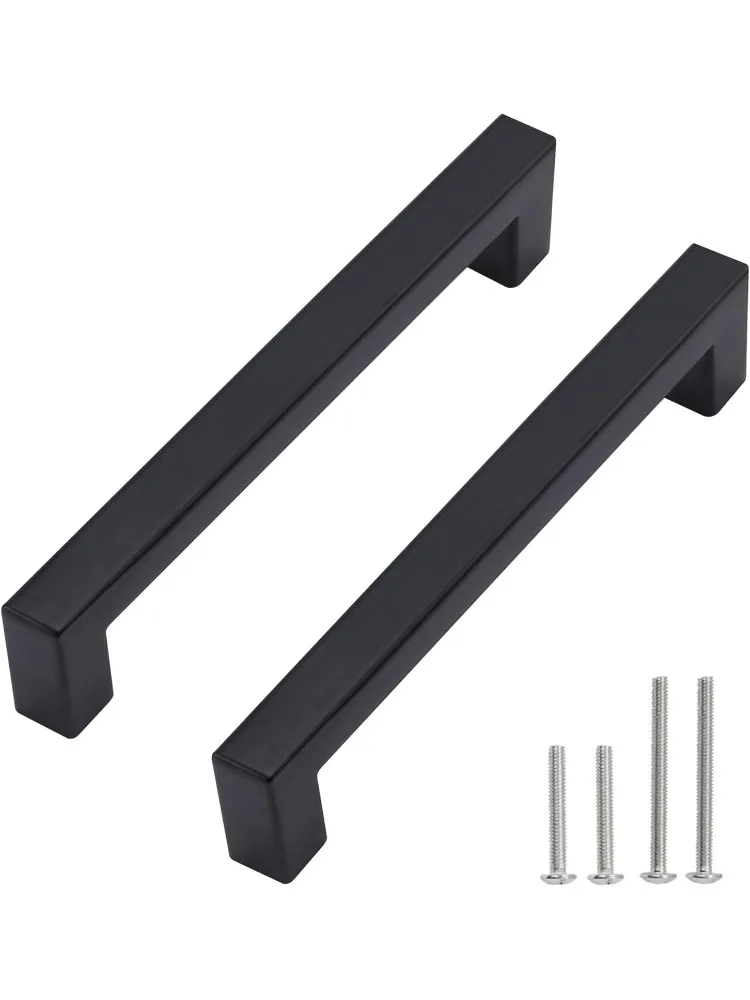 Cabinet Pulls Matte Black Cabinet Handles Square Drawer Pulls 50 Pack 5 Inch Stainless Steel Kitchen Door Cupboard Cabinet