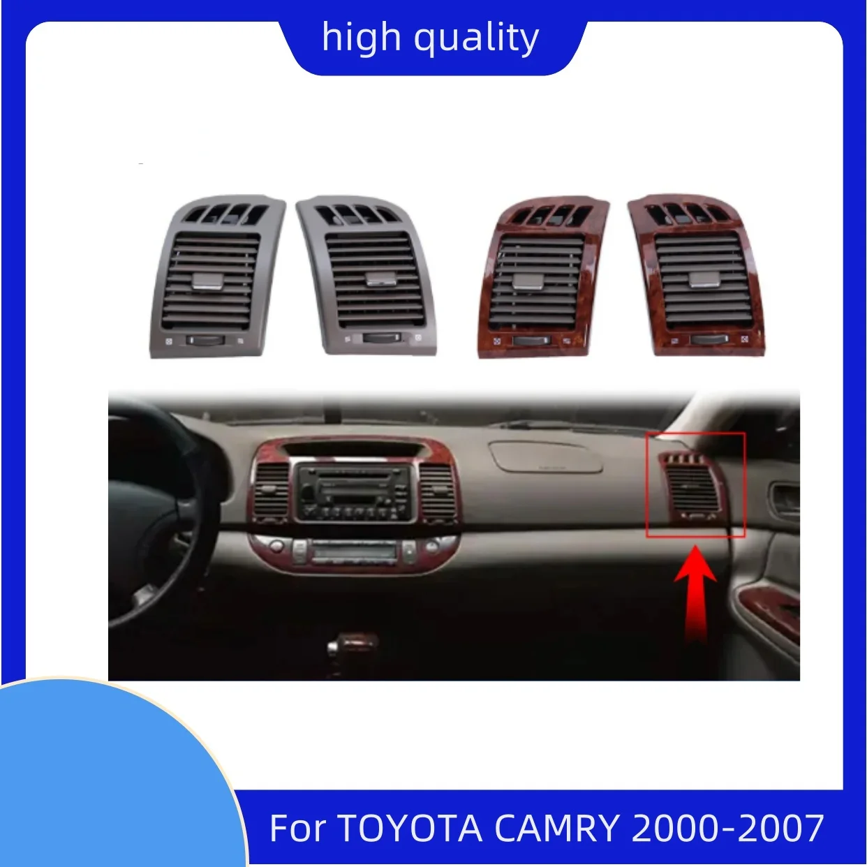 For TOYOTA CAMRY 2000-2007 Car Front Dashboard Center A/C Grille Vents Air Conditioner Outlet Interior Grille Folding Accessory