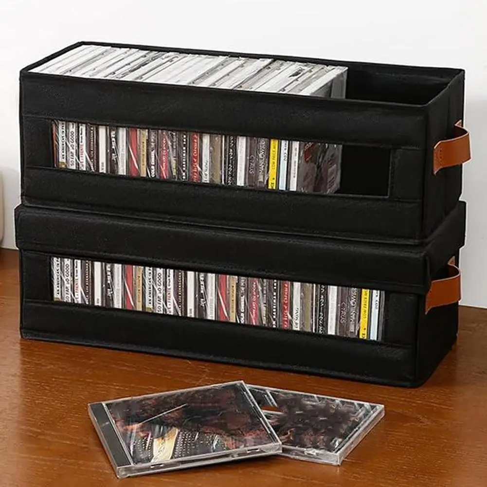 Große CD-Tasche Tragbare CD-DVD-Hülle Vliesstoff-Aufbewahrungstasche mit Deckel für Zuhause Büro Auto CD-Box Zubehör