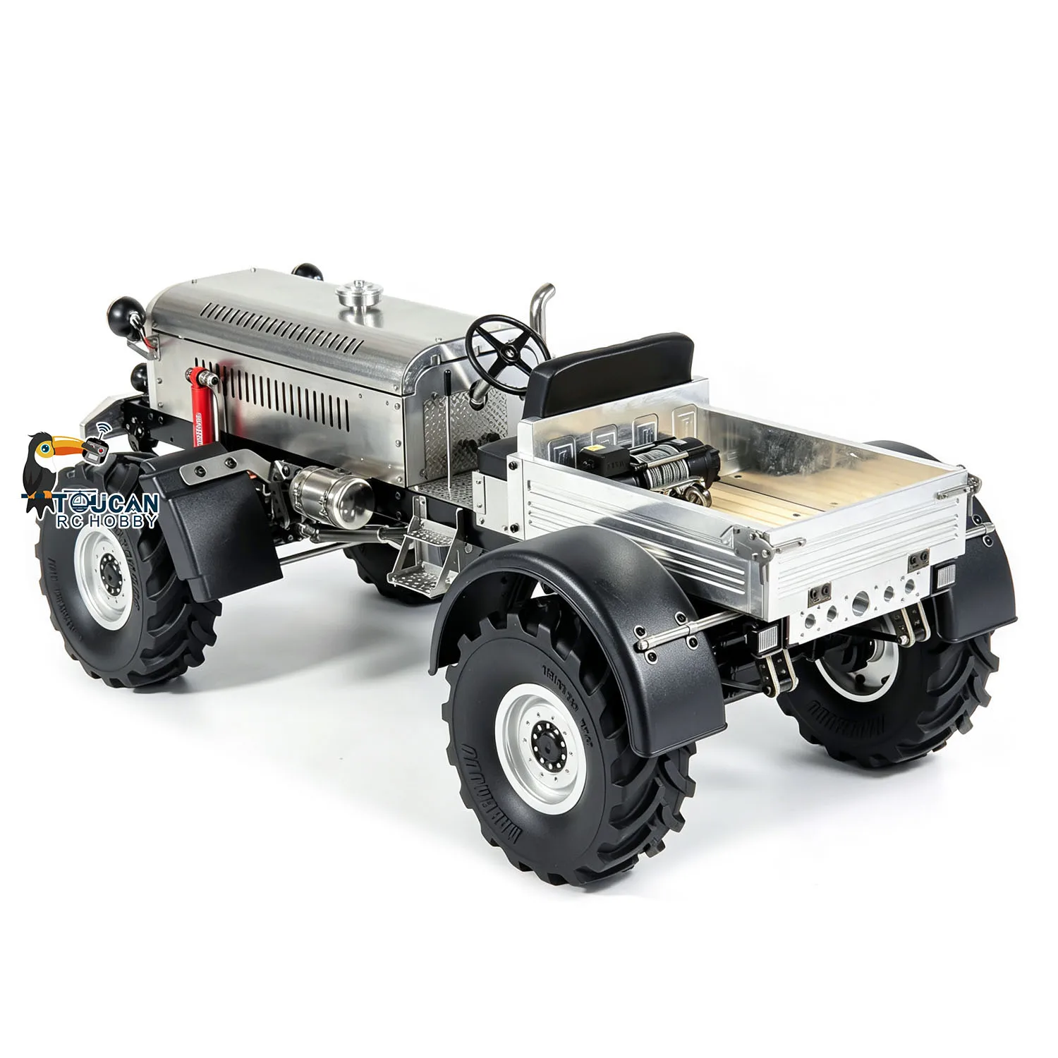 4x4 MD 1/10 Metal RC Tractor MD009 Remote Controlled Dual Motor Winch Axles Differential Lock Radio Light System No Battery