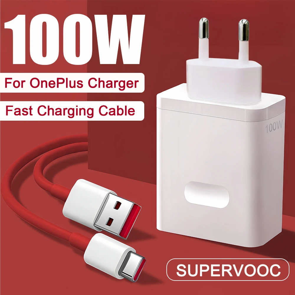 100w Supervooc Fast Charger Travel Adapter Eu Plug Phone Adapter Usb To Type C Cable For Oneplus 13r 12 12r 11 10 13 Pro 2025