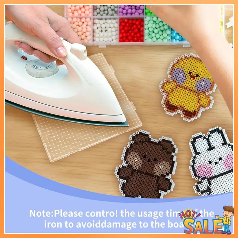 AB68 9Pcs 5Mm Large Square Beading Nail Board Plastic Beading Board With Ironing Paper, Bead Tweezers For Kidscraft Beading