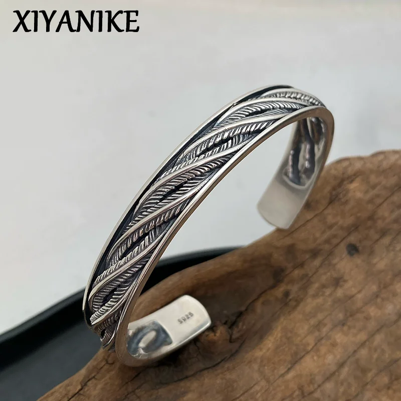

XIYANIKE Vintage Feather Wrapping Pattern Adjustable Bracelet For Men Women Punk Fashion New Trendy Jewelry Gift Party Glamorous