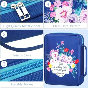 حقيبة الكتاب المقدس الأزهار للنساء أنيقة وظيفية محمولة الكتاب المقدس حالة جيوب دراسة سحاب أفضل 6 حقيبة من الكتاب المقدس مبيعا - No2