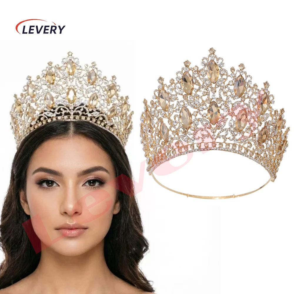 

Корона Levery 2026 для женщин, 13,5 см, высокая корона для конкурсов красоты, тиара с стразами, повязка на голову, тиара для выпускного вечера и церемонии Quinceanera