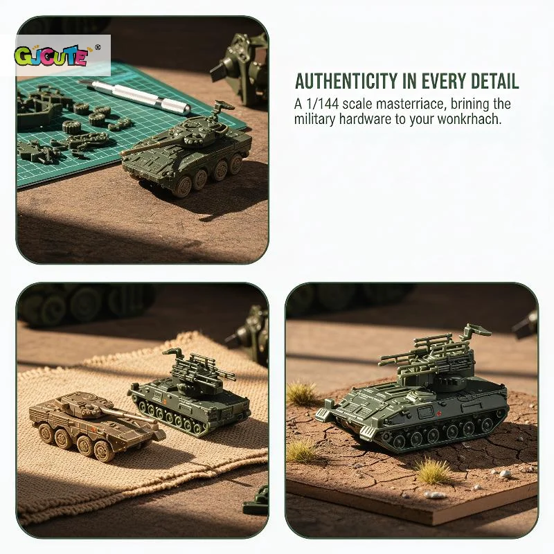 2/4Pcs 1/144 Chinese Type 11 Armored Assault Vehicle 95 Self Propelled Anti Aircraft  4D Assembly Model Children's Toy