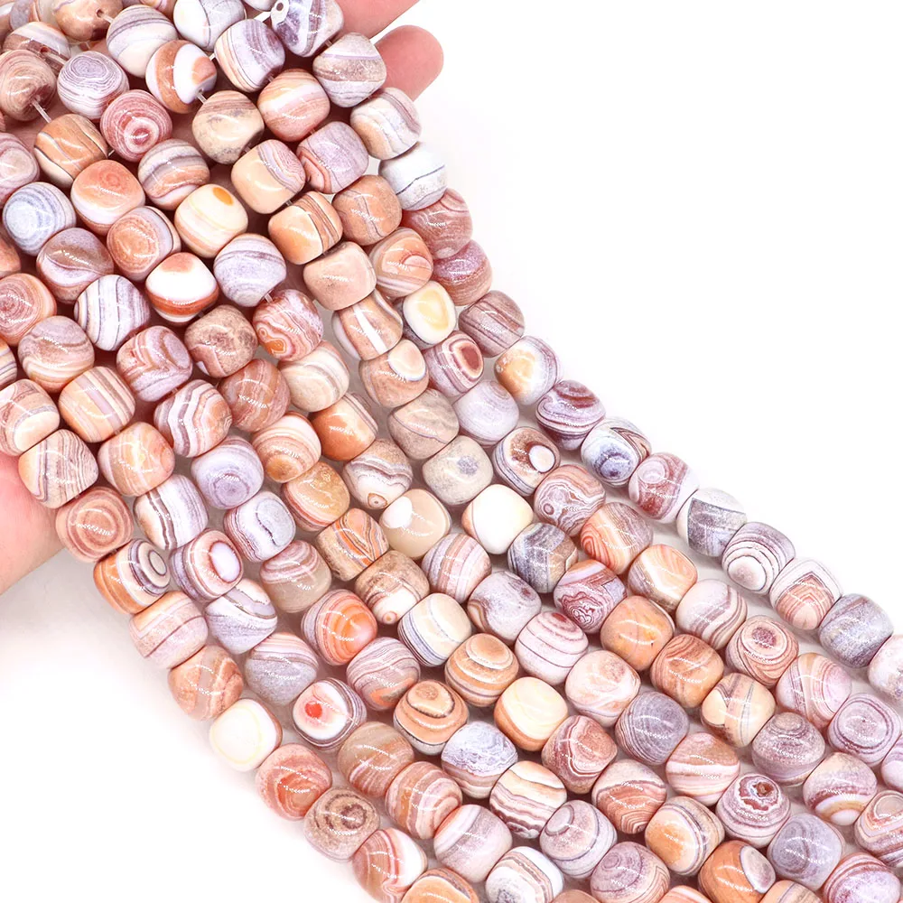 Wholesale 15x14mm Drum Shape Beads Natural Reiki Stones Striped Agate Bead for DIY Jewelry Making Bracelet Necklace Accessories