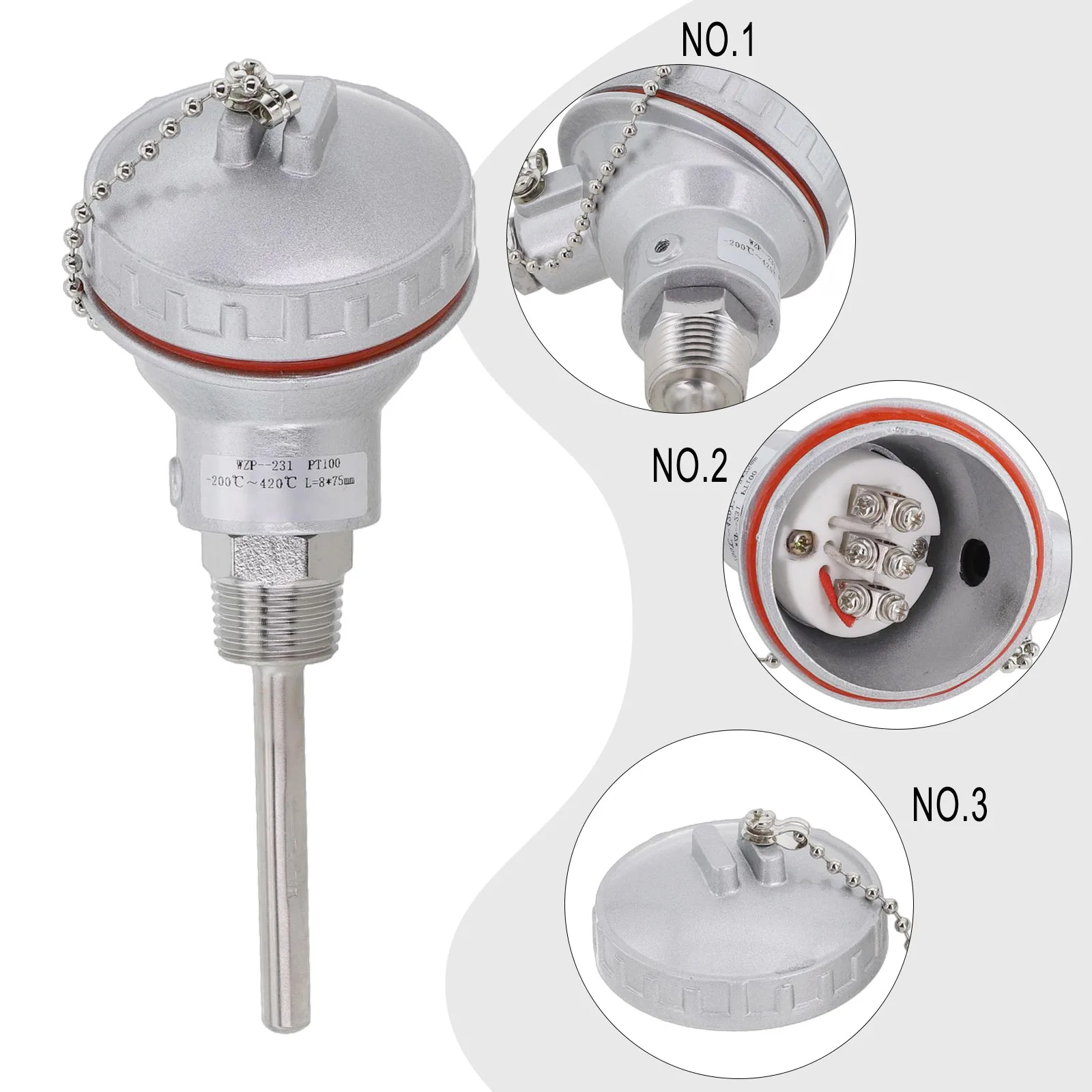 RTD PT100 Sensor Probe Measuring Accessories Silver Anti-corrosion Electrical Equipment Stainless Steel Practical