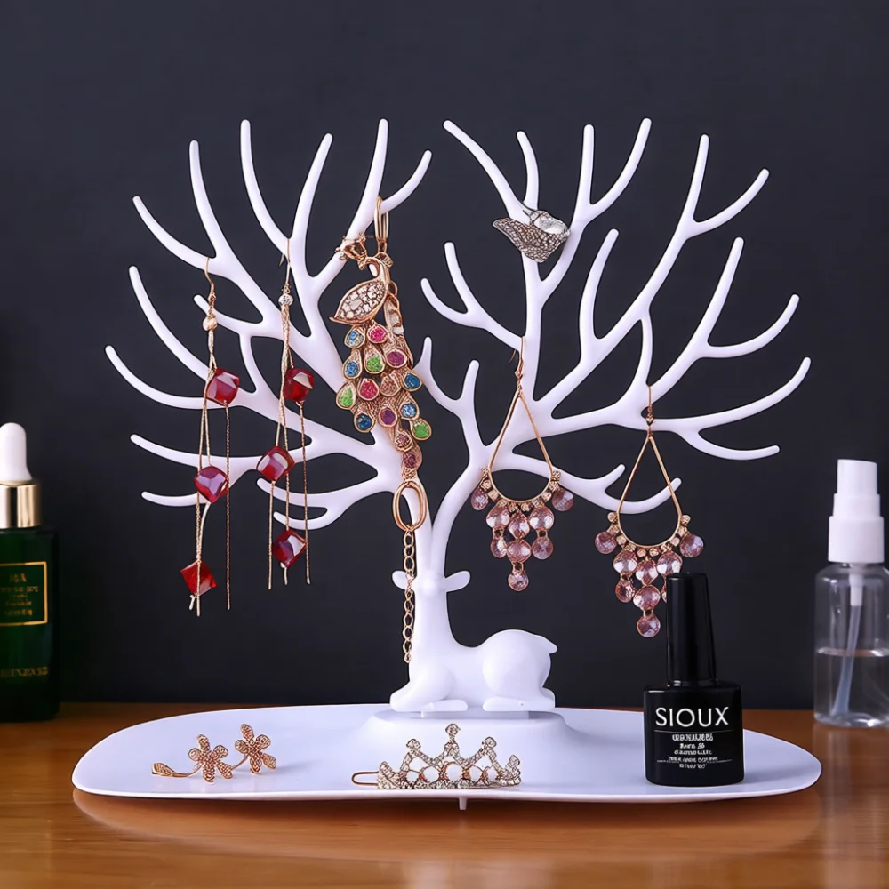 Decorative Antler Jewelry Storage Stand Necklace Bracelet Earring Display Rack Creative Tree Shape Home Desktop Organizer