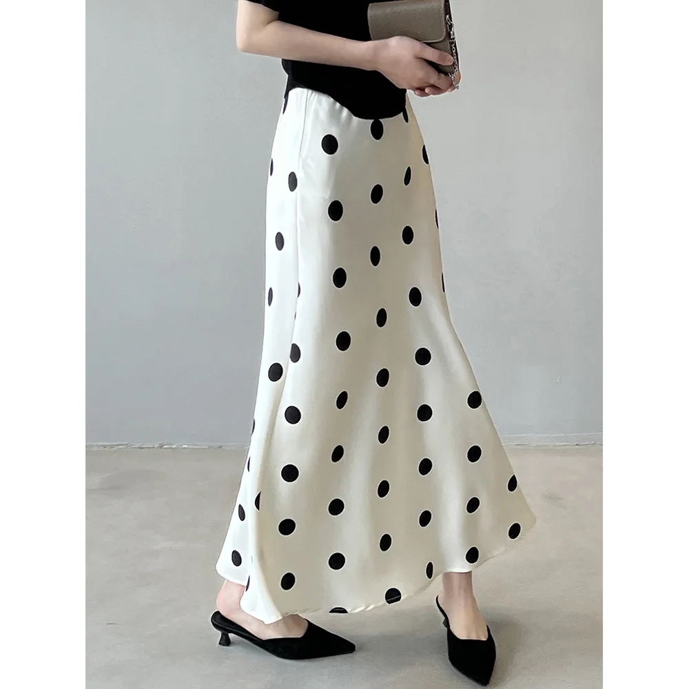 

Women Clothes French Style Temperament Polka Dot Simple Skirt 2024 Girls Summer New Gentle Elegant High Waisted Fishtail Skirt