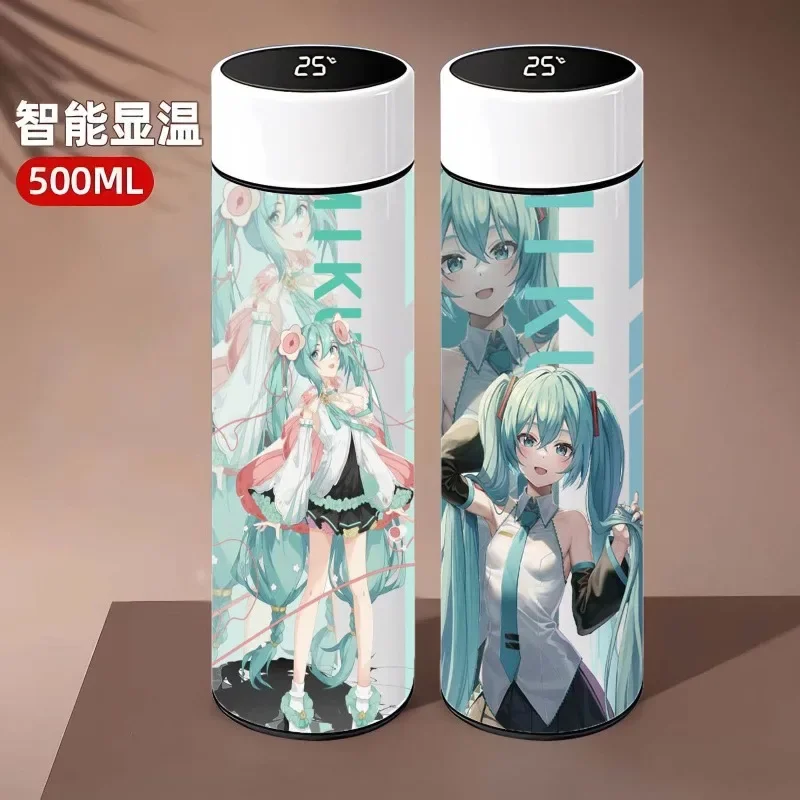 Nuevo Hatsune Miku creativo y lindo anime periférico taza de agua con aislamiento inteligente taza de agua de acero inoxidable simple y personalizada
