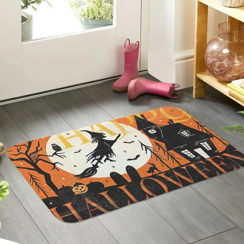 Happy Halloween Main Door Entry Mat Living Room Bedroom Rug Bathroom Carpet Slip-resistant Home Decor Items Custom Doormat