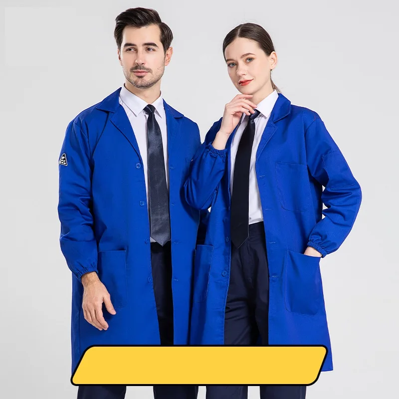 Anti Static Clothing Anti-static Work Clothes Long Coat Electronic Factory Blue White Lab Coat Men Women Dust Proof Food Factory