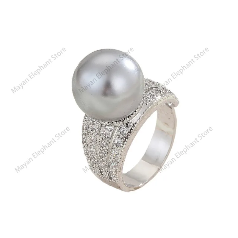 European and American style advanced sense of simple micro pearl ring female persona lity design creative