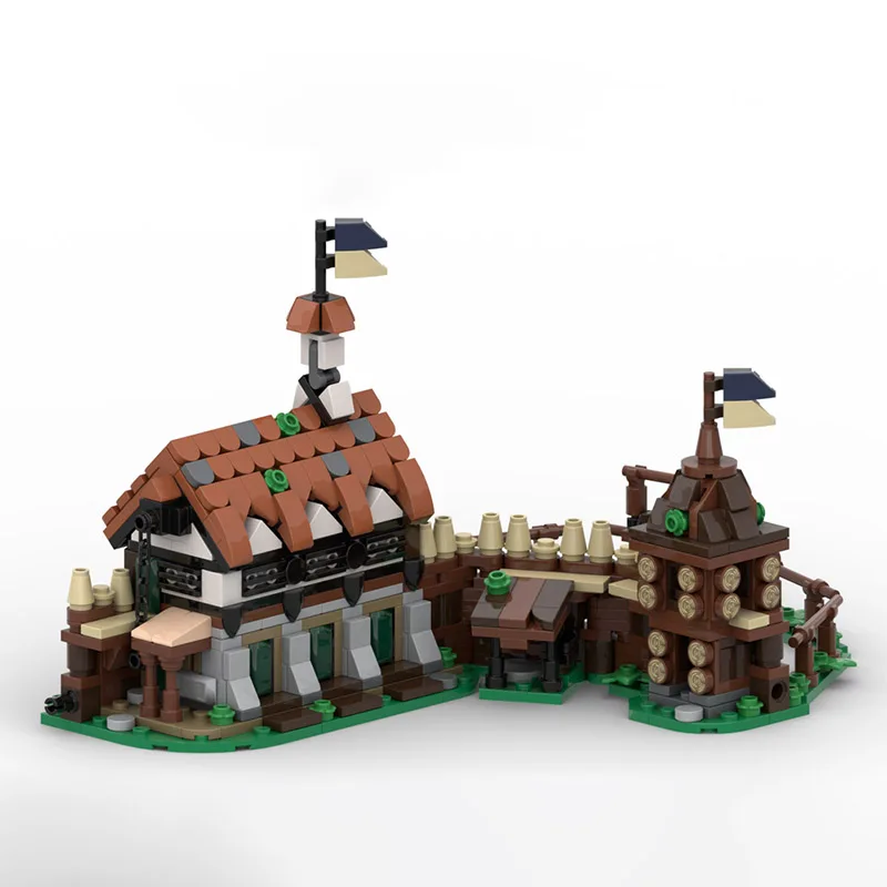 

MOC building blocks toy woodworking project - miniature castle fence model decorative item creative assembly toy set - holiday g