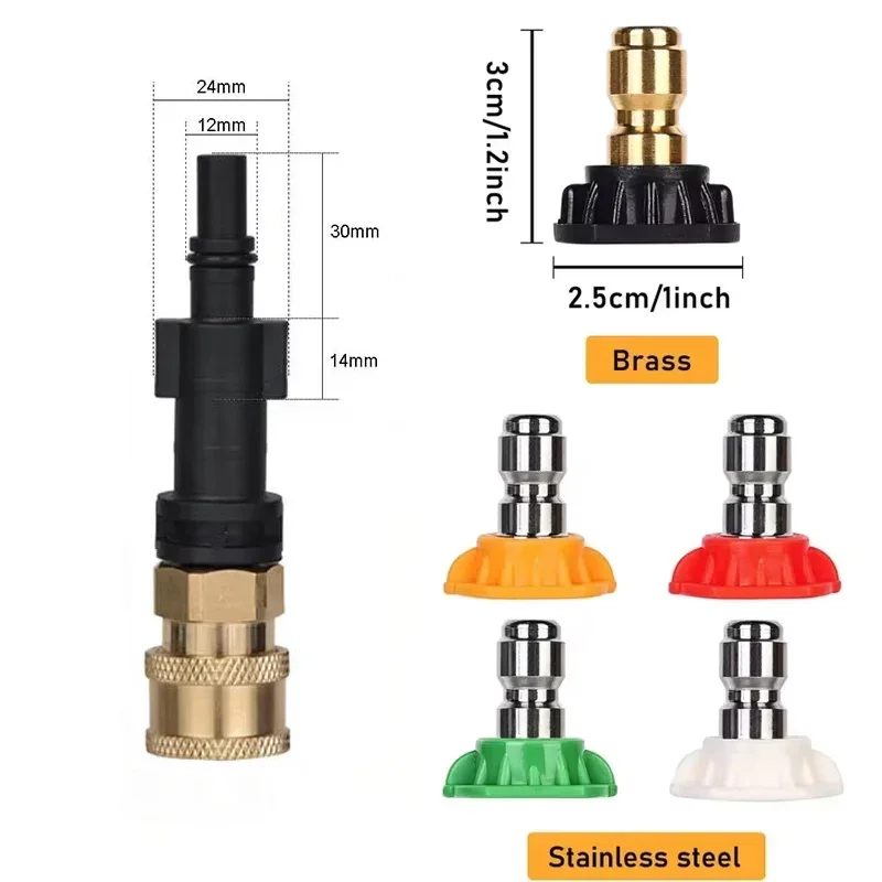  High Pressure Water Gun Adapter For AR Blue Clean/ Black Decker To Quick Connect 1/4" Washer Parts, With 5 Color Nozzles image 3
