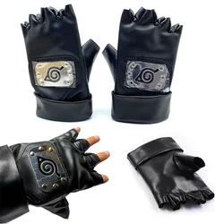 Anime Naruto PU Gloves Cartoons Kakashi Action Figures Cosplay Props Model Half Gloves Finger Toys for Adult Children Gifts