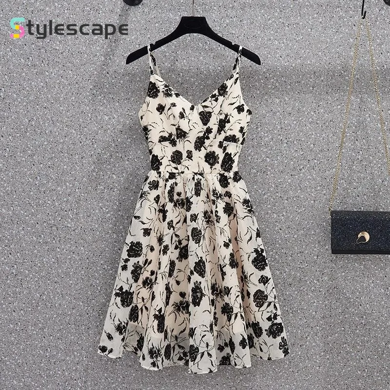 

Oversized Women's Loose and Slimming Summer New A-line Suspender Dress 2024 Summer New Floral Dress for Woman Dress Sets