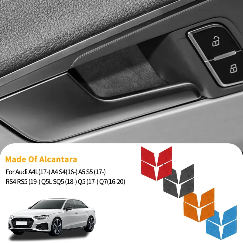 

For Audi A4L A4 S4 A5 S5 Door Handle Bowl Trim Protective Sticker Anti-Scratch Car Interior Tuning Accessories Made of Alcantara