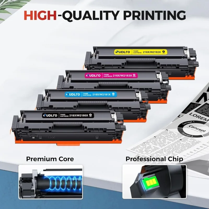 218X 218A Toner Cartridge 4 Pack - Work with Color Pro MFP 3301FDW 3301CDW 3201DW 3301SDW, 3201 3301 Series, W2180X, NO CHIP