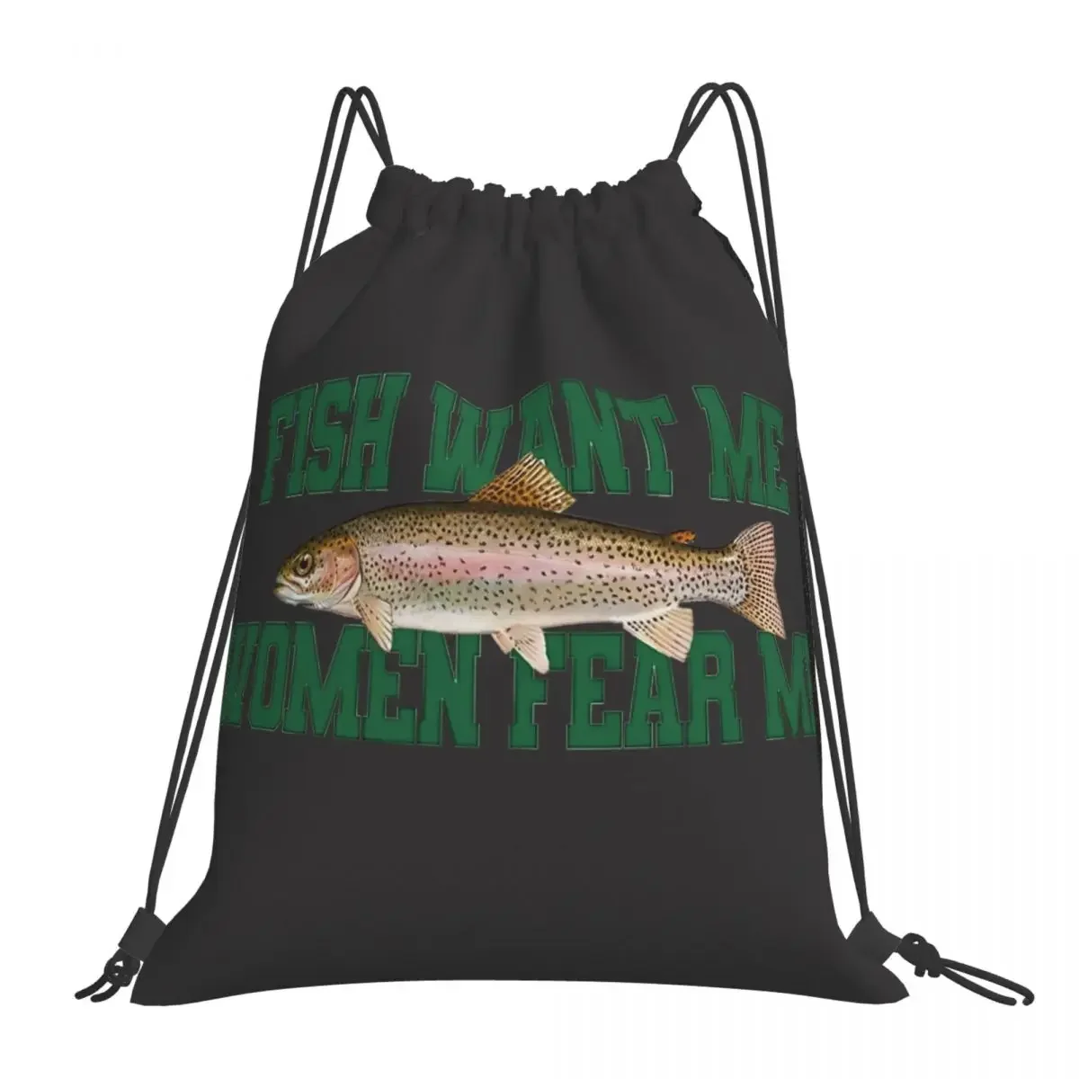 Fish Want Me Women Fear Me Drawstring Bags Gym Bag Unisex Sports Gym Bag Fitness Building Muscle Shopping Sackpack