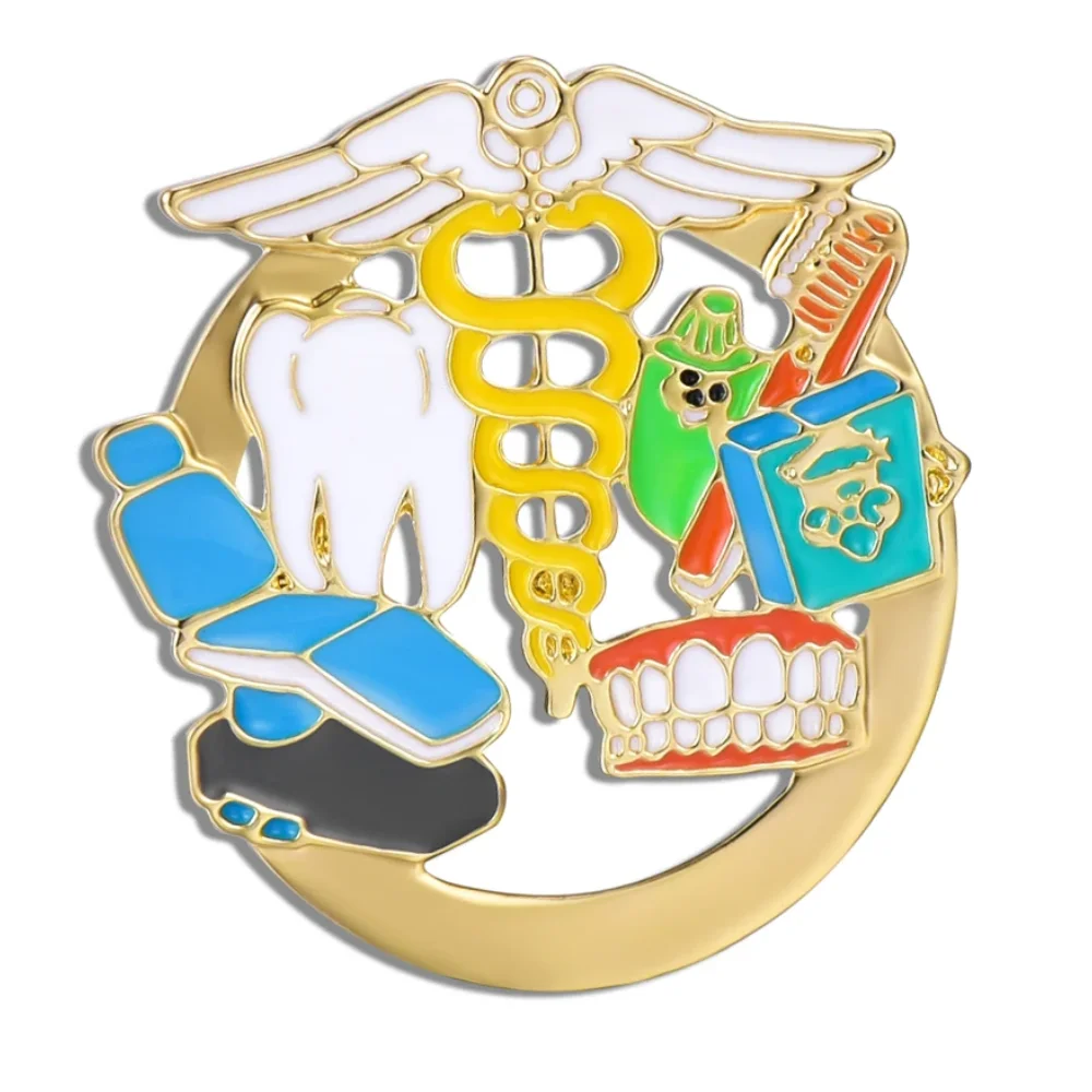 Dental Enamel Pin Medical Tooth Oral Care Brooch Dentist Lapel Badge Gift Jewelry Caduceus Medicine Badge for Doctor Nurse