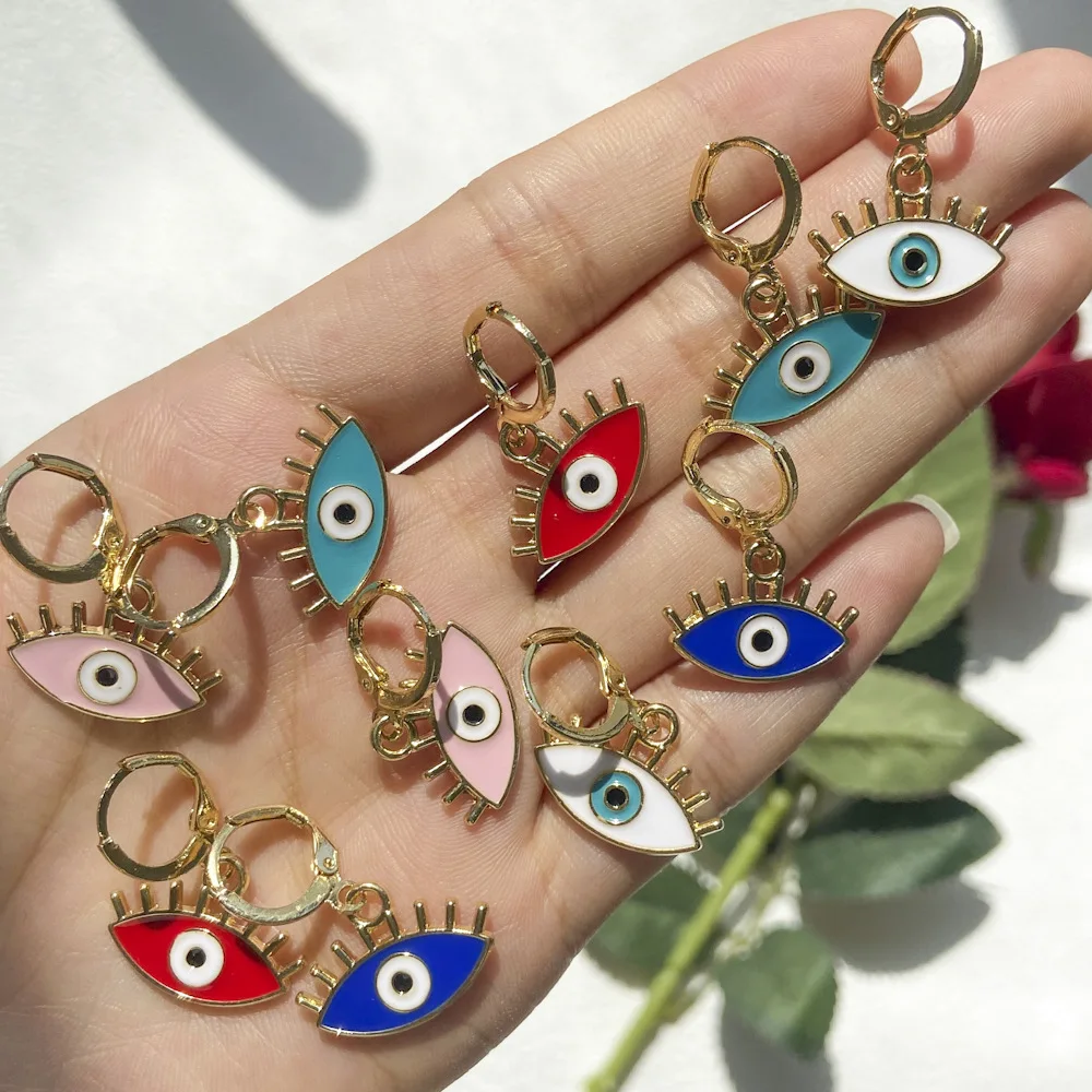 2022 Personality Colorul Eye Shaped Earrings Vintage Women Punk Dangle Earrings Ladies Geometric Design Ear Jewelry Wholesale