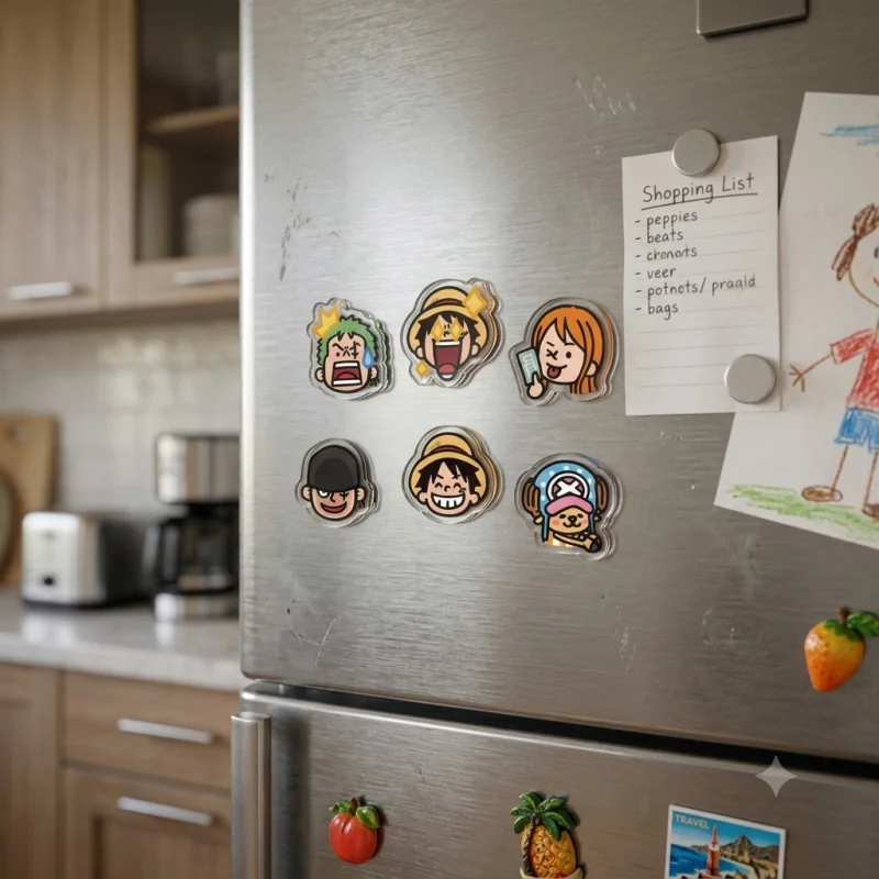 Cute Head shaped 5cm Acrylic Fridge Magnet Multi style Face Ornament Refrigerator Sticker Mini Decor Gift For Anime Hobbyists