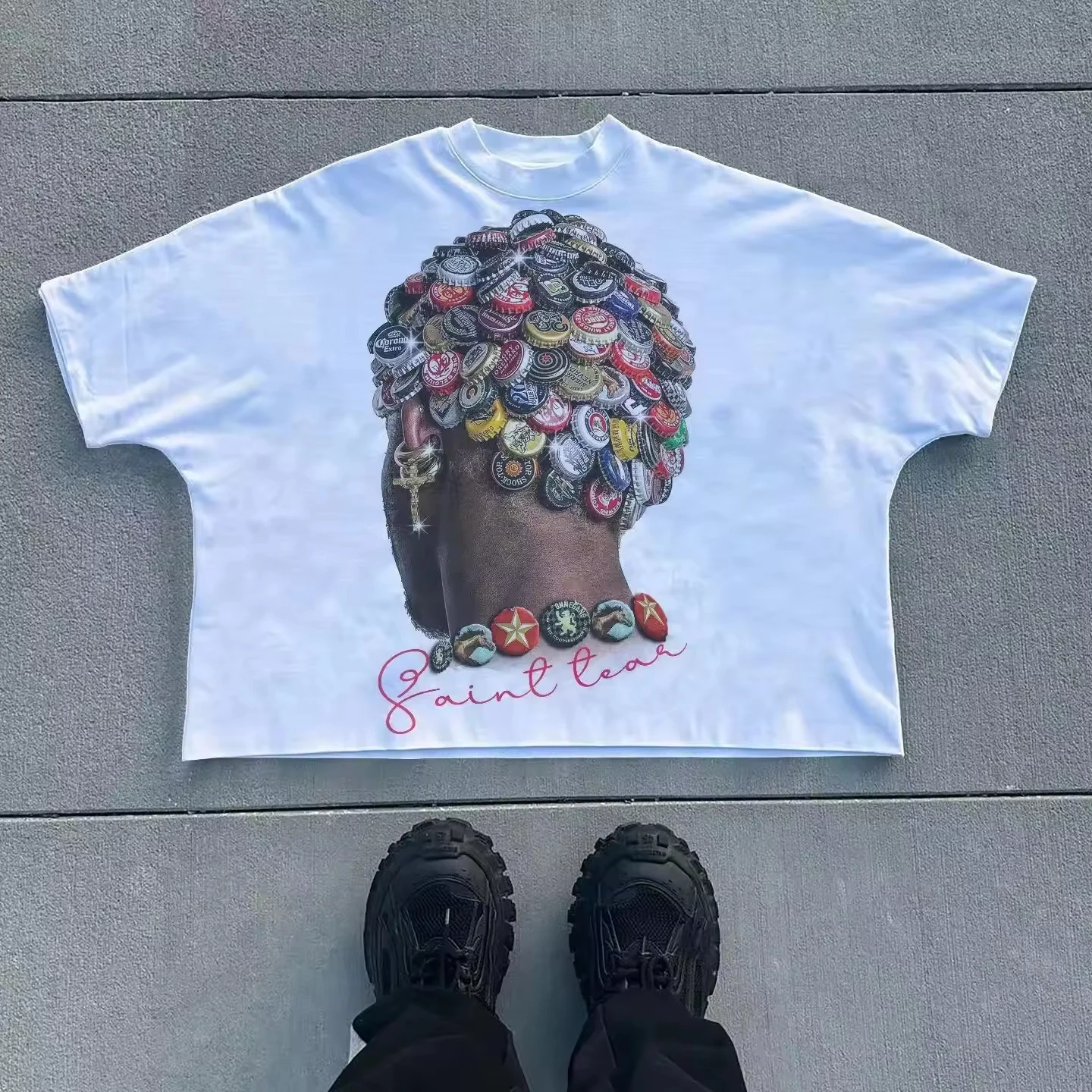 

Мужская модная футболка большого размера, 200 г, мужская новая хлопковая футболка с короткими рукавами и отпускным узором, с короткими рукавами и круглым вырезом, уличный стиль для пар