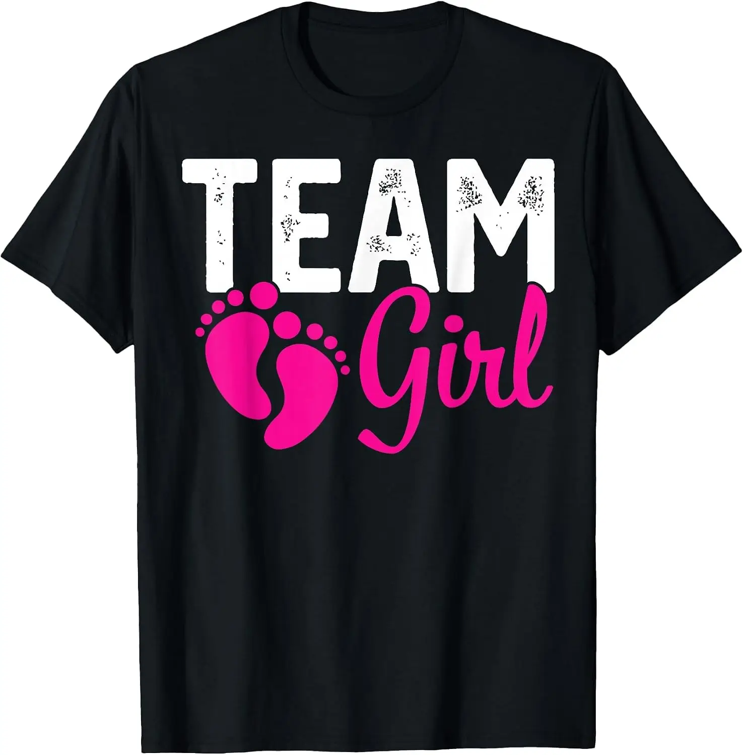 Gender Reveal Team Girl Pink T-Shirt Halloween Loose-Fit Pure Cotton Short-Sleeve Top – Stylish, Breathable, Plus-Size – Christmas Gift