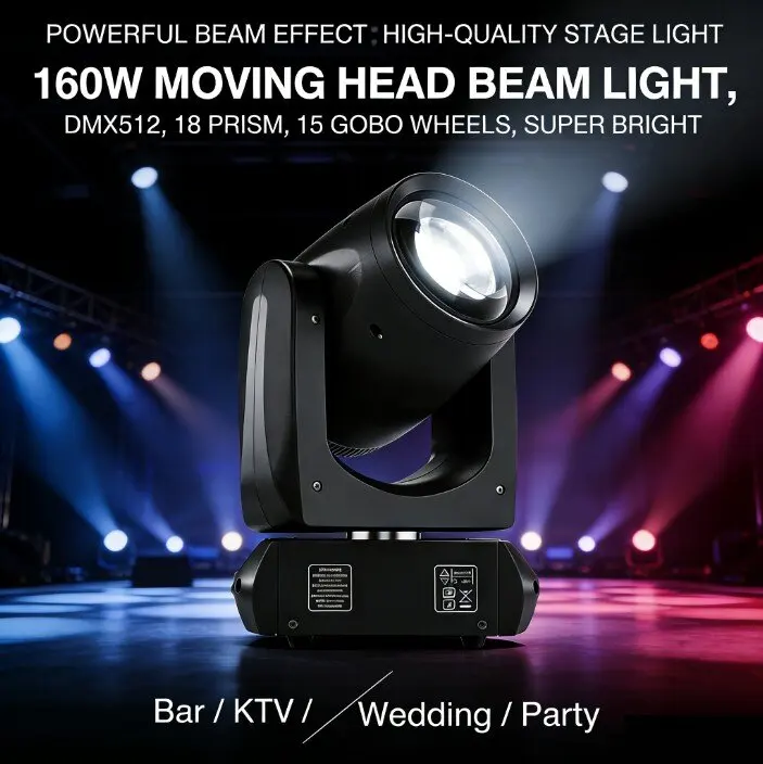

1/2/4PCS 160W 7r Moving Head Disco Lights LED Stage Beam Lighting Wash 15 Gobos DMX & Sound Activated For Live Show DJ Concert