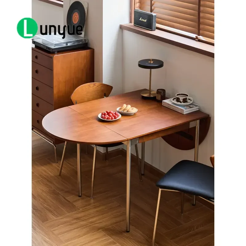 Retro Nordic Solid Wood Oval Dining Table Modern Retractable Folding Design Eco Friendly Assembly For Apartment Hotel