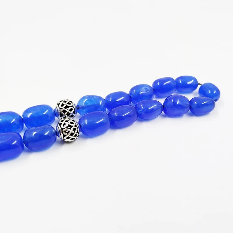 Tasbih agate blu naturali perline di preghiera in pietra musulmana Misbaha 33 45 51 66 99 perline rosario professionale