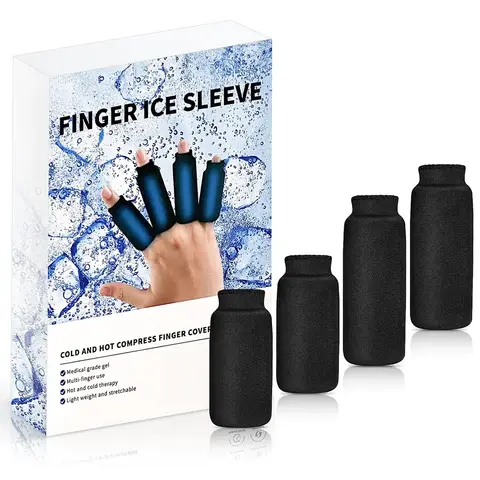 Finger Ice Sleeves 4PCS Finger & Toe Cold Gel Ice Packs, Thumb Ice Packs Hot Cold Compression Sleeves for Arthritis Hand Care
