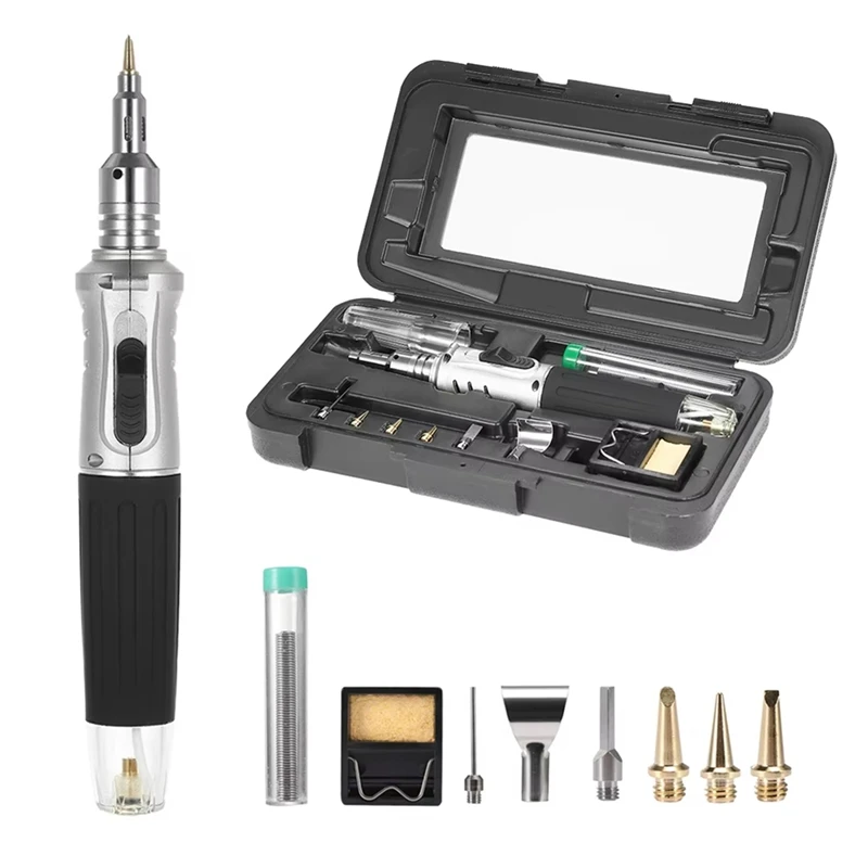 ABSU 10 In 1 Gas Soldering Iron Case Set Multifunctional Automatic Ignition Lighter Cordless Welding Torch Pen Repair Tool