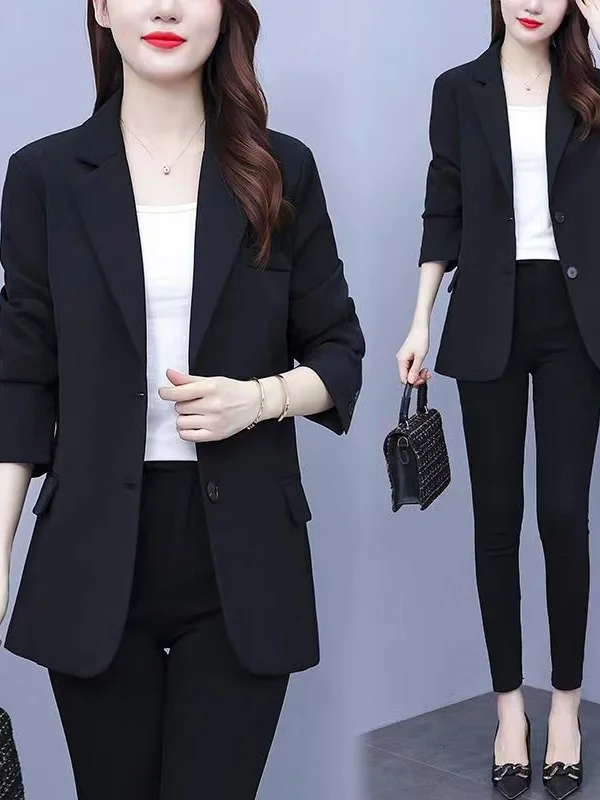 

Slimming Fit Long Sleeve Thin Outerwear Jacket for Middle-Aged And Elderly Women Korean Style Fashionable Versatile Suit Top