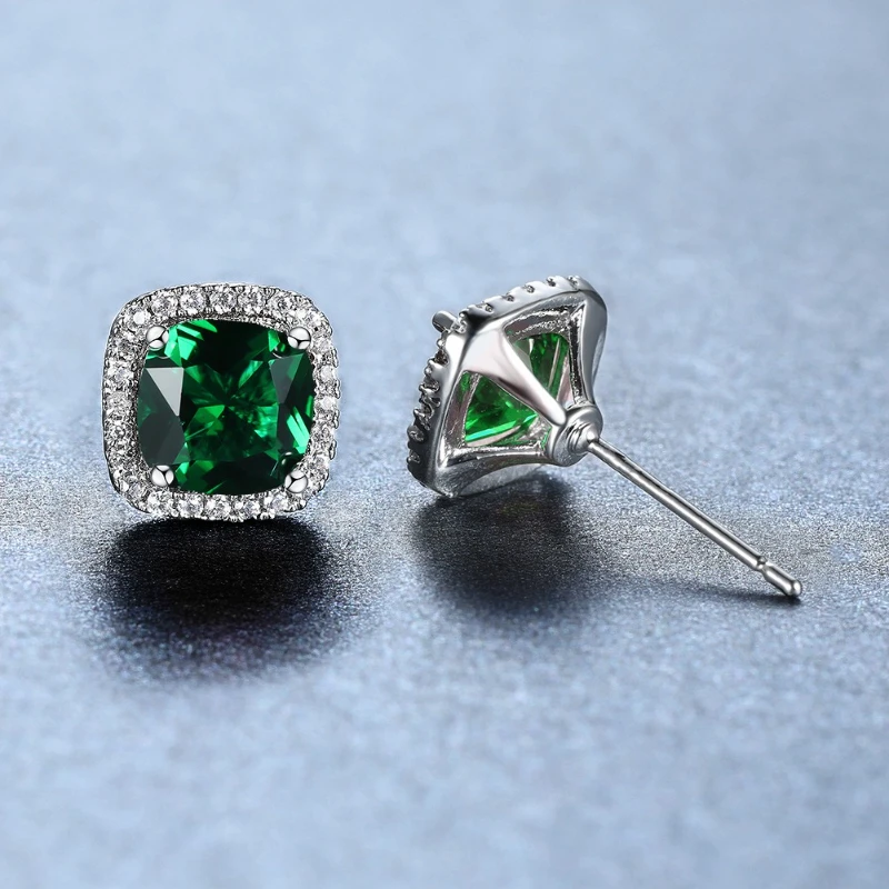 Water Blue Square Zircon Earrings for Women Fashionable High-End Jewelry EuropeanAmerican Style Versatile Personalized Accessory