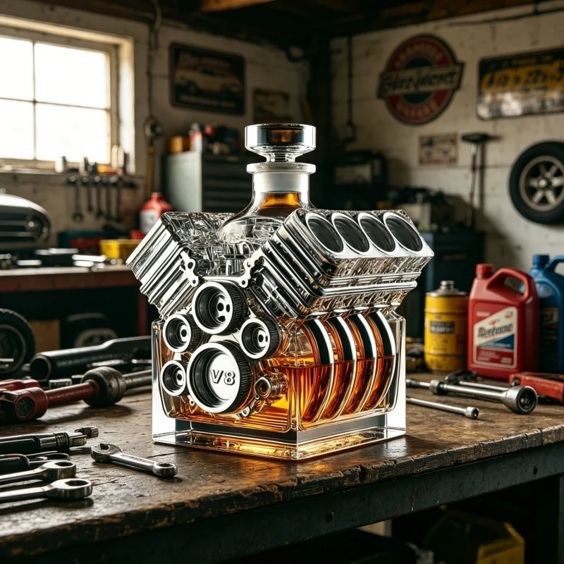 Auto-Motor-Whiskey-Dekanter V8 Glasflasche für Whiskey Bourbon Sammlerstück Dekoration