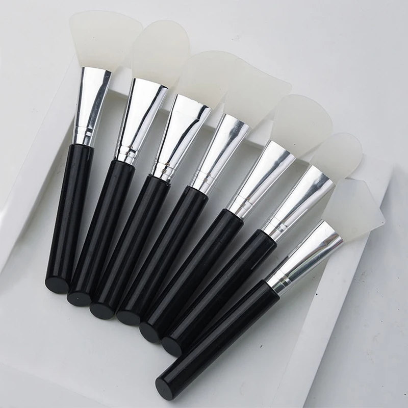 Kit 7 Pincéis de Silicone para Máscara Facial - Cuidados com a Pele, Aplicação de Máscara de Argila DIY com Ponta Macia e Cauda Inclinada - Ferramenta